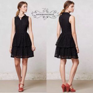 NWOT Anthropologie The Addison Story Black Lace Dress Ruffles